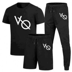 VQ Printed Black Tracksuit For Men (Tshirt Shorts and Trouser )