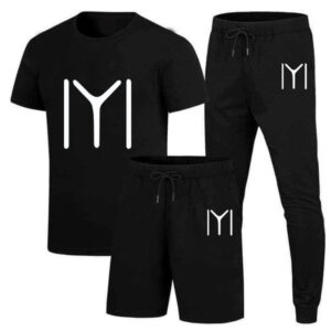 Kayi Tribe IYI Printed Black Tracksuit For Men (Tshirt Shorts and Trouser )