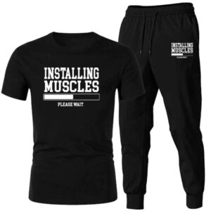 Vinyl Installing Muscles Printed Summer Tracksuit For Men