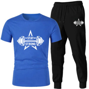 Vinyl Stay Strong Gym Printed Summer Tracksuit For Men