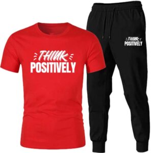 Vinyl Think Positively Printed Summer Tracksuit For Men (Tshirt and Trouser)