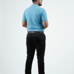 Waffle Knit Polo – Sky Blue | Best Polo For Men Waffle Knit Polo – Sky Blue - Back Full Image