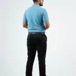 Waffle Knit Polo – Sky Blue | Best Polo For Men Waffle Knit Polo – Sky Blue - Back Full Image