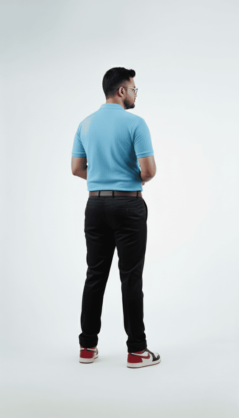 Waffle Knit Polo – Sky Blue | Best Polo For Men Waffle Knit Polo – Sky Blue - Back Full Image
