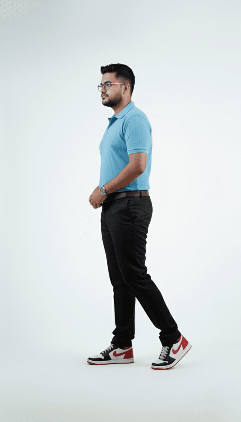Waffle Knit Polo – Sky Blue | Best Polo For Men Waffle Knit Polo – Sky Blue - Left Side Full Image