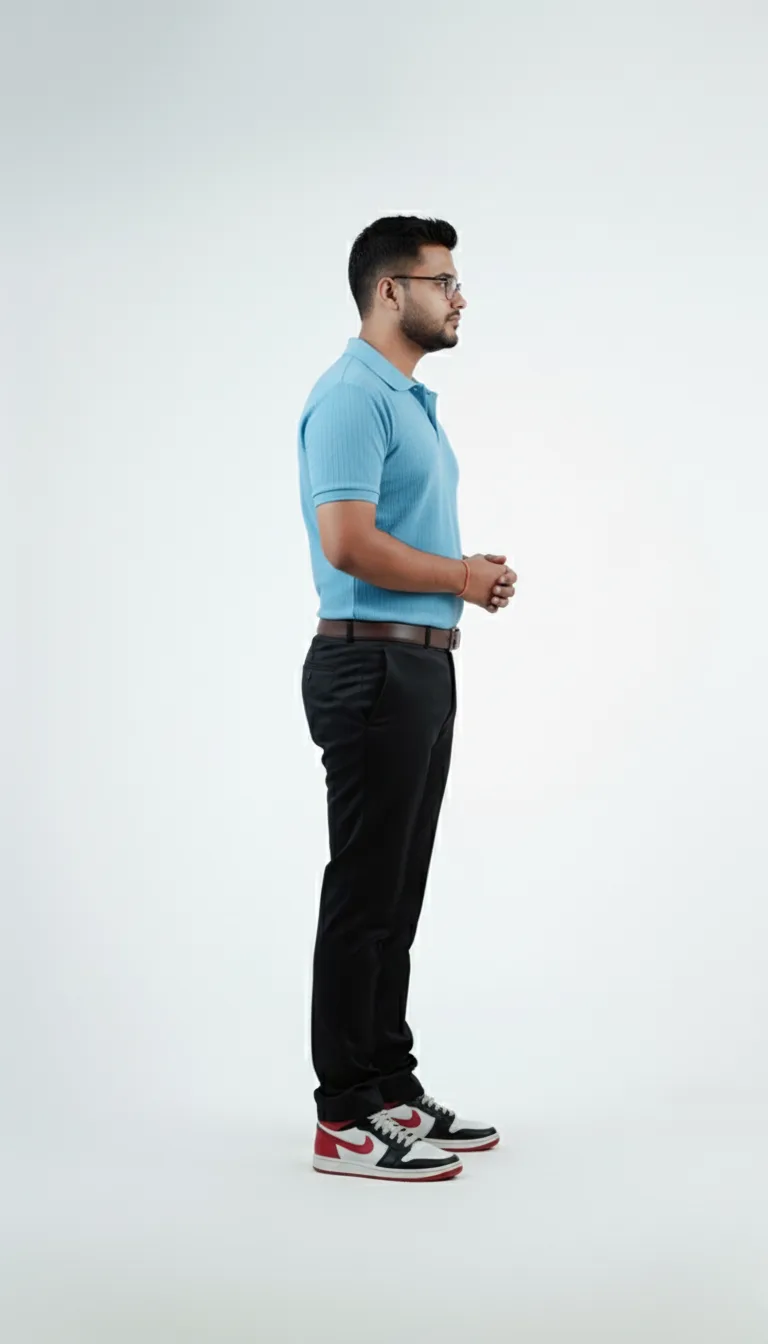 Waffle Knit Polo – Sky Blue | Best Polo For Men Waffle Knit Polo – Sky Blue - Right Side Full Image