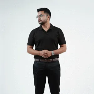 Waffle Knit Polo – Black - Front Close Image