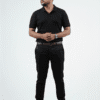Waffle Knit Polo – Black - Front Full Image