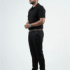 Waffle Knit Polo – Black - Left Side Full Image