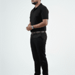 Waffle Knit Polo – Black | Best Polo For Men Waffle Knit Polo – Black - Left Side Full Image