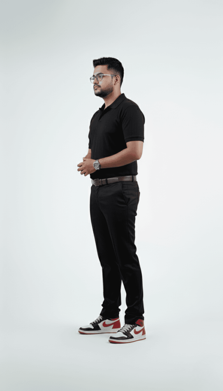 Waffle Knit Polo – Black | Best Polo For Men Waffle Knit Polo – Black - Left Side Full Image
