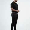 Waffle Knit Polo – Black - Right Side Full Image