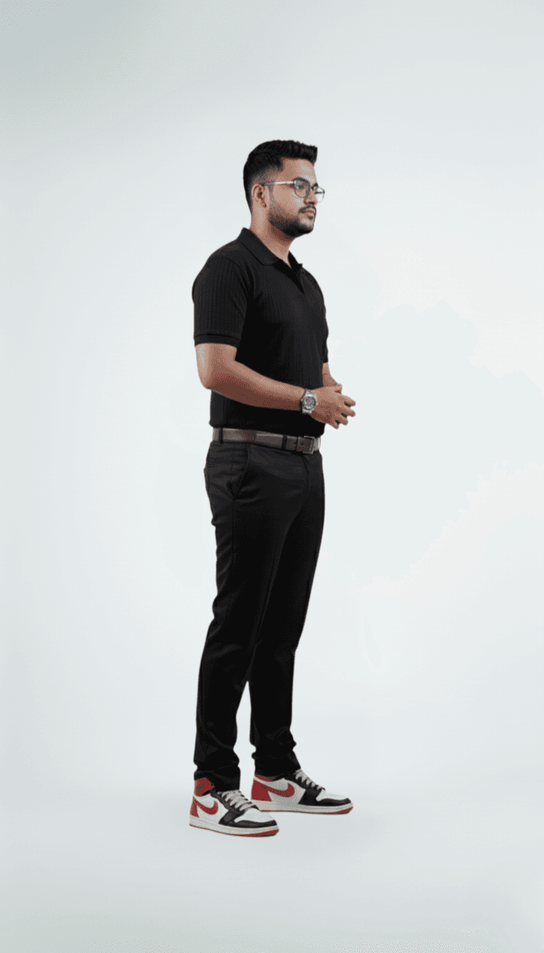 Waffle Knit Polo – Black | Best Polo For Men Waffle Knit Polo – Black - Right Side Full Image