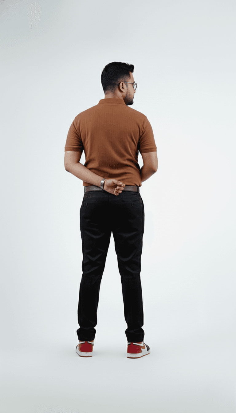 Waffle Knit Polo – Brown | Best Polo For Men Waffle Knit Polo – Brown - Back Full Image