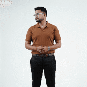 Waffle Knit Polo – Brown - Front Close Image
