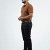 Waffle Knit Polo – Brown - Left Side Full Image