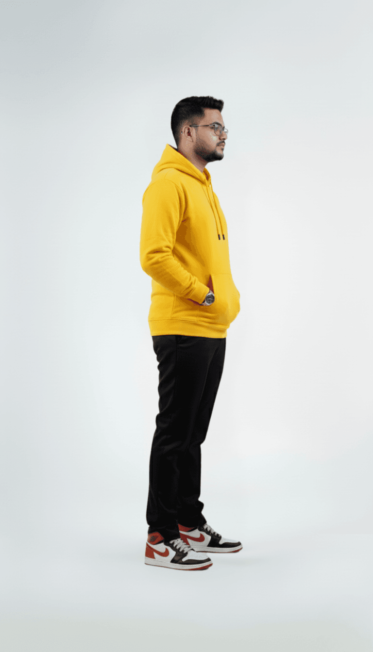 Solid Pull Over Hoodie – Yellow | Best Hoodie For Men Solid Pull Over Hoodie